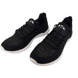 APL Womens 8 TechLoom Breeze Black Gold Knit Running Shoes EUC